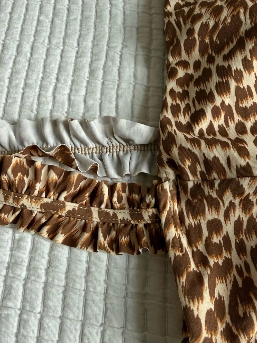 Mink Pink Leopard Print Ruffle Strap Bikini Set in Brown